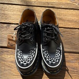Dr. Martens Black and White Derbys UNISEX W9 M8